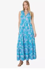 NWT Lilly Pulitzer Malone Maxi Dress Cotton Jersey Las Olas Aqua Strong Sz L