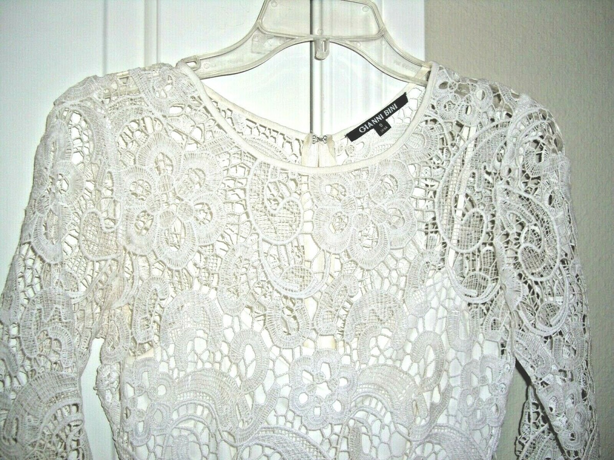 GIANNI BINI Women's White Lace Dress Sz 0 Beautiful! Long Sleeve | eBay GIANNI BINI Women's White Lace Dress Sz 0 Beautiful! Long Sleeve | eBay