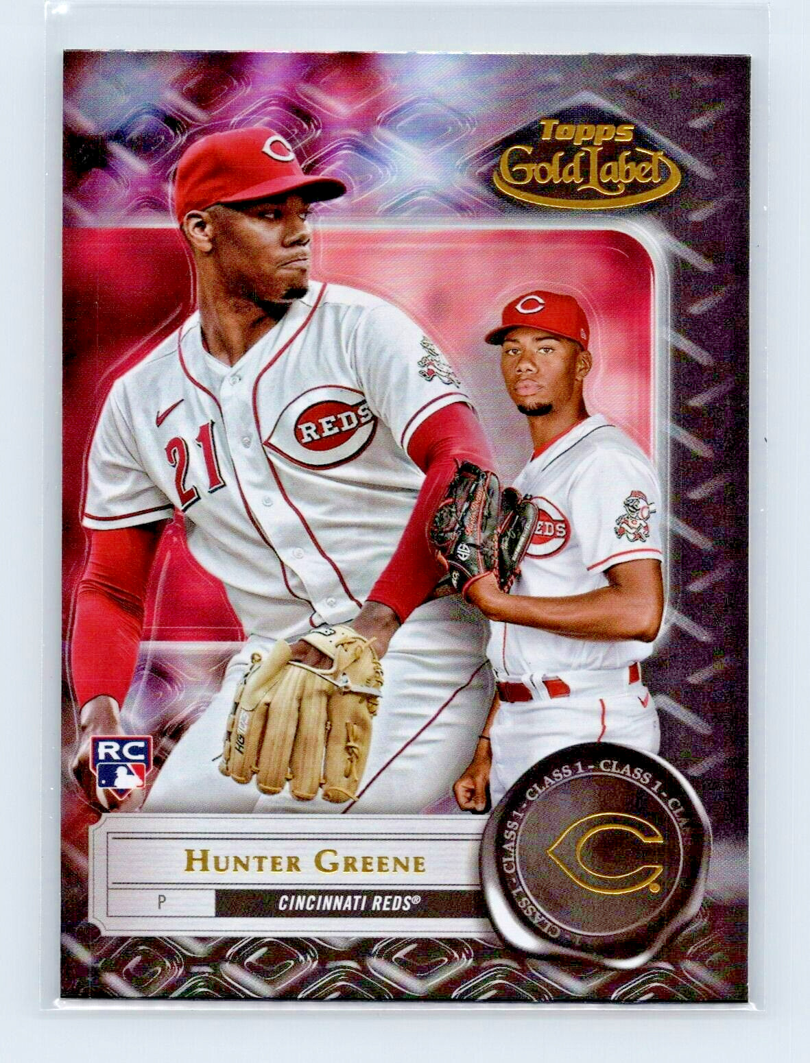 2022 Topps Gold Label #34 Hunter Greene RC Class 1 Black Cincinnati Reds