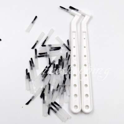 100 Pcs Dental Disposable Composite Brush White Tips+2 Brushes Handles Handles