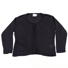 Masai Womens Cardigan Size L Black Linen Blend Knit Sweater Jumper Large