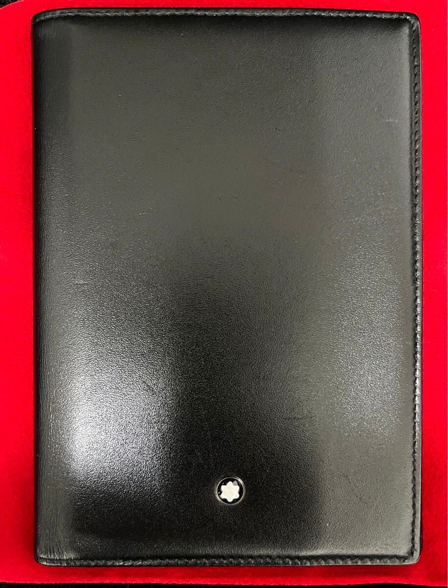 Montblanc Passport Holder Case Cover Black Leather Japan No Box Used-image