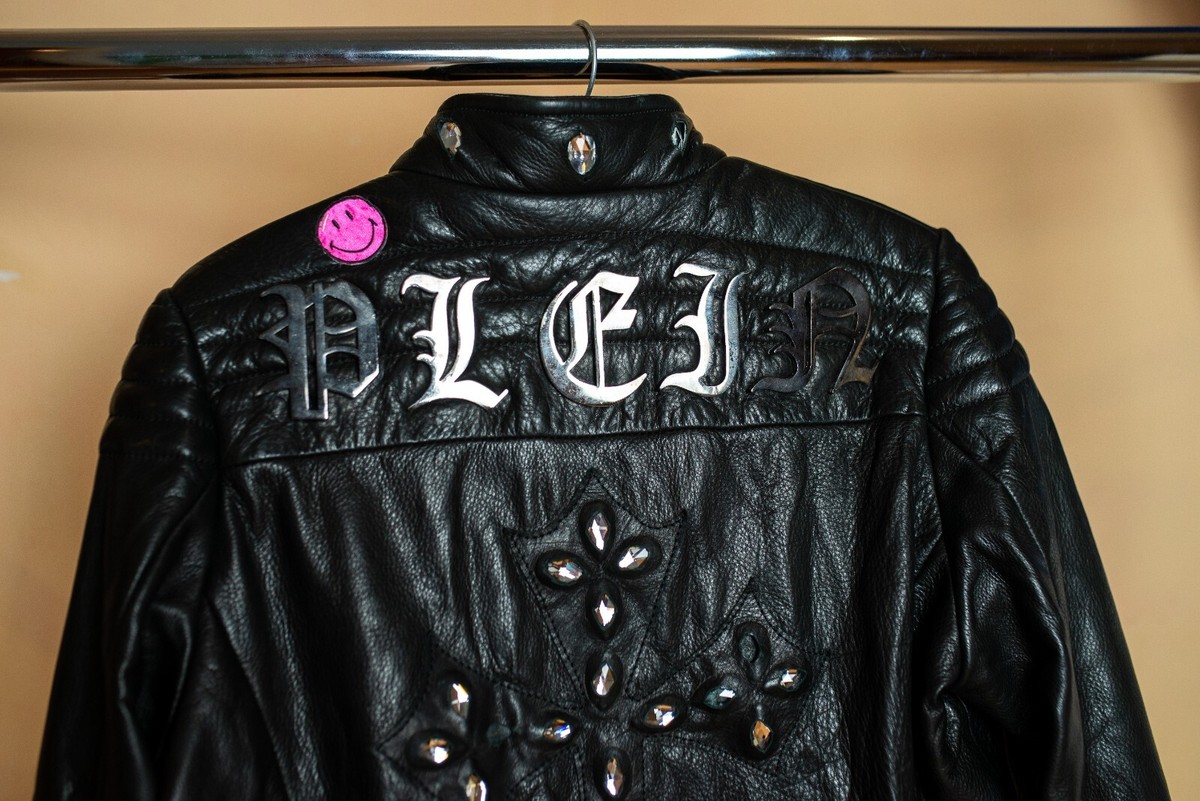 Philipp Plein women's biker jacket made of genuine leather