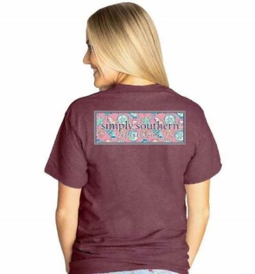 Simply Southern Heather Maroon Shells NWT Soft Ladies Lg and XLG Tee Shirt
