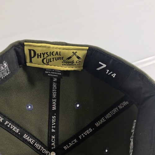 Physical Culture Black Fives Hat Cap Fitted Size 7 1/4 Olive Green - Picture 8 of 8