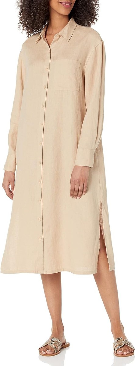 The Drop Women's Fiona Relaxed Linen Midi Shirt Dress, Hummus, S | eBay The Drop Women's Fiona Relaxed Linen Midi Shirt Dress, Hummus, S | eBay