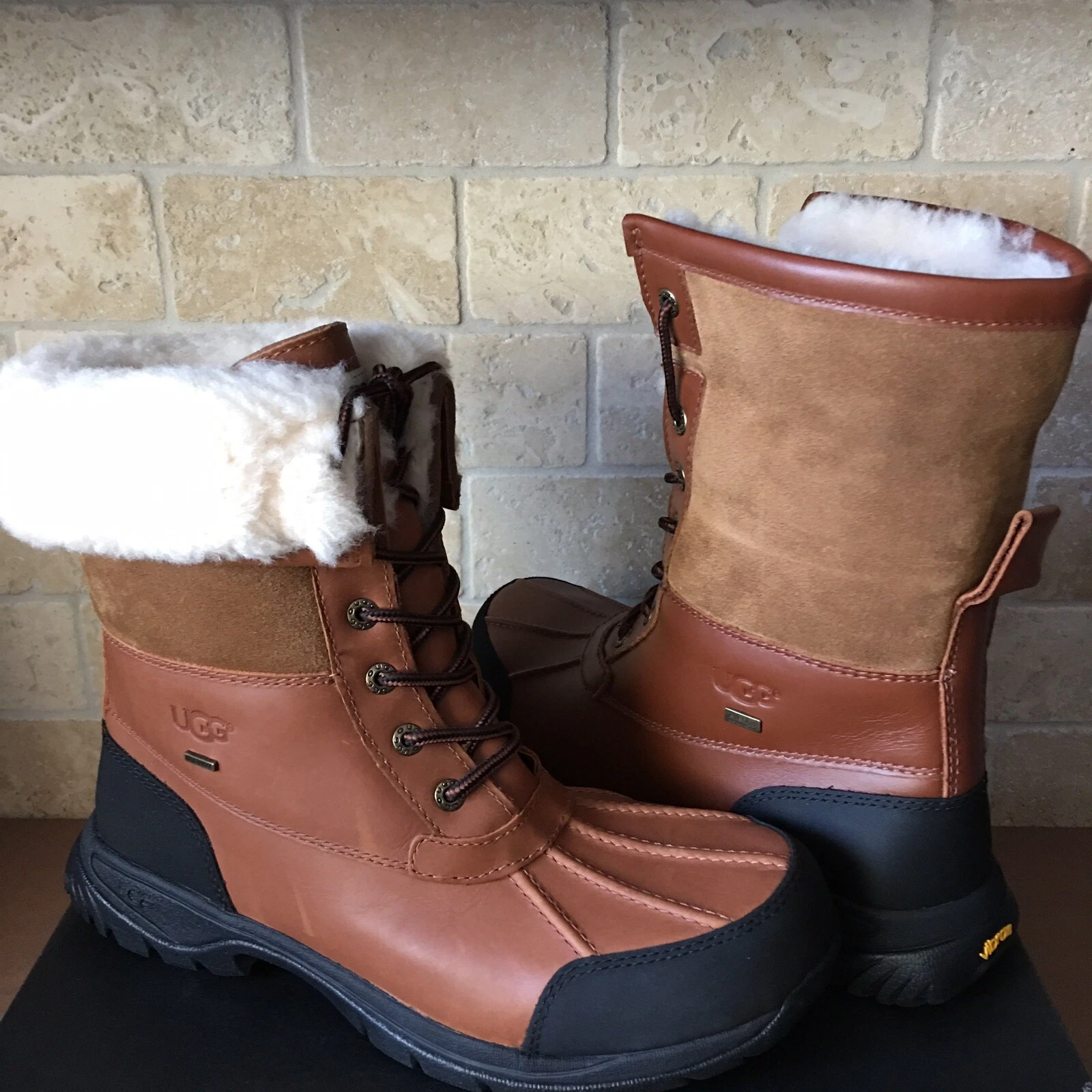 UGG Butte Worchester Waterproof Leather Fur Winter Snow Boots Shoes Size 10 Men
