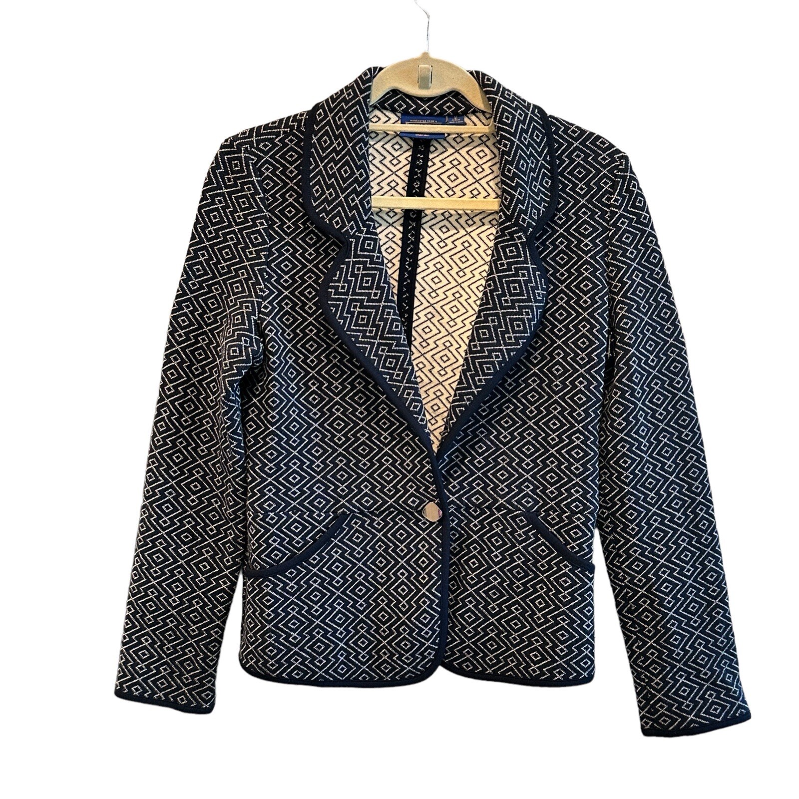 Pendleton Blazer Women's Medium Blue Geometric Pr… - image 2