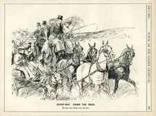 Rare BRITISH 1904 Illustration by G. D. ARMOUR - Derby Day - HUMOR CARTOON 