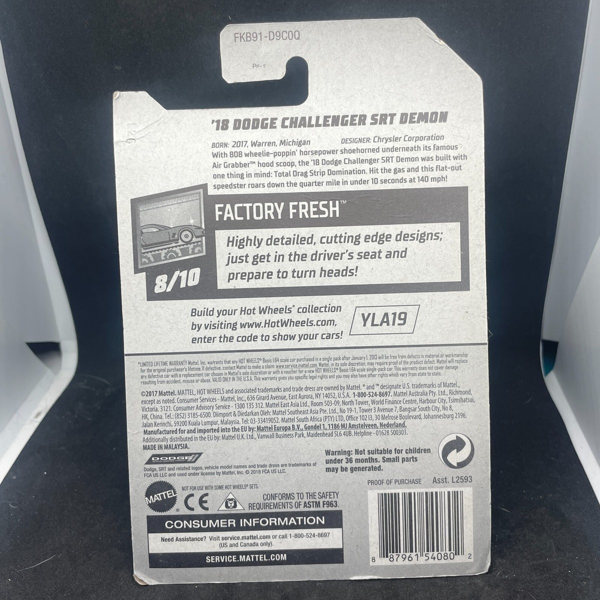 2018 Hot Wheels Factory Fresh 8/10 '18 Dodge Challenger SRT