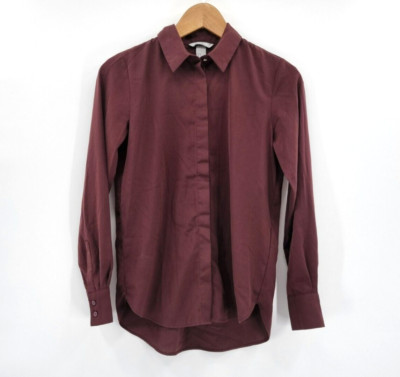 Hübschs Elegants Bordeaux Langarm Hemd für Damen von H&M in Gr. 32