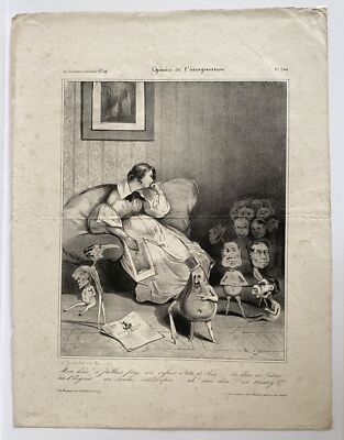 HONORÉ DAUMIER, Chimère de l'imagination, La Caricature 1833 Litho. ''sur blanc''