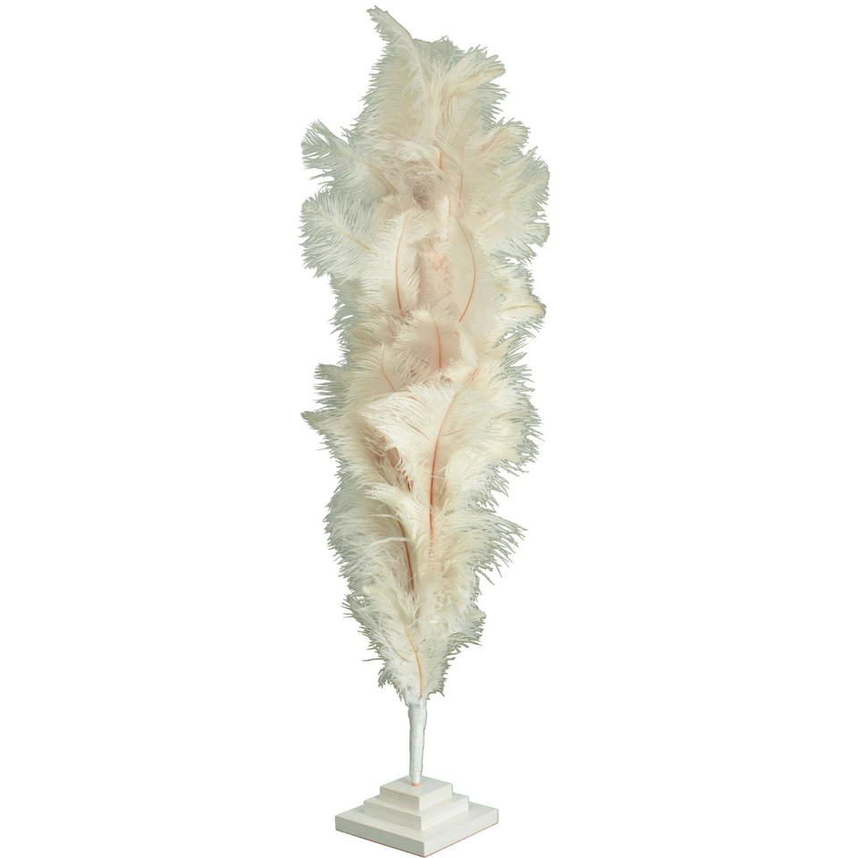 White Ostrich Feather Christmas Tree Real Bird Feather Branches Stand Included - Image 2 of 4