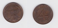 4 Pfennig Kupfer M&uuml;nze Weimarer Republik 1932 A "Br&uuml;ning Taler" vz (120179)