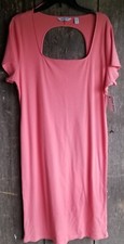 Nine West Womens Short Sleeve Open Back Midi Dress Plus Size 2X Pink/Peach