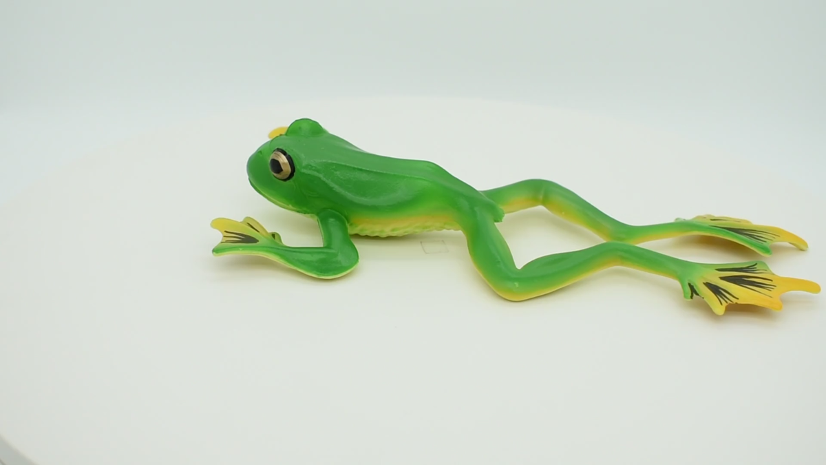 Green Tree Frog Toy, Leaping, Realistic Rubber Model, Hand Painted