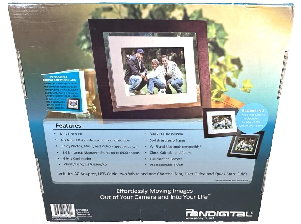 PANDIGITAL PANTOUCH CLEAR 8" DIGITAL PHOTO FRAME 1GB 6400 IMAGES - Image 2 of 2