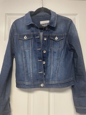 Kenzie Denim Jacket Button Front Dark Blue Wash Size S