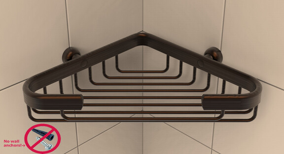 Porte-savon/shampoing Corner TileWare Promessa - Panier Profond Angle, Laiton, Design Moderne