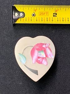  Vintage Small Heart Shaped Box With Floral Ceramic India Beautiful