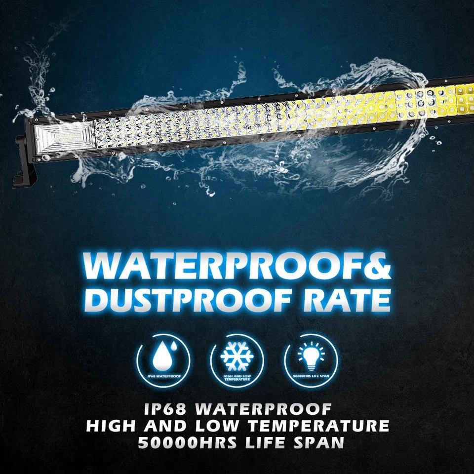 Barra de luz LED de 52 pulgadas + Kit combinado de cápsulas de 4x 4" todoterreno para Jeep Wrangler JK TJ CJ Foto 4 de 4