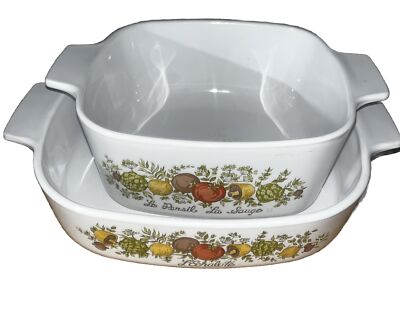 Corning Ware Spice o' Life (2) Piece Lot A-8-B 8x8x 1 3/4 A 1 1/2-B 1 1/2 Quart