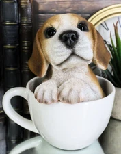 Ebros Adorable Teacup Beagle Dog Statue 5.5" Tall Beagle Puppy