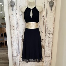 Maggy London Size 10 Womans Black Ivory Silk Cocktail Party Evening Formal Dress