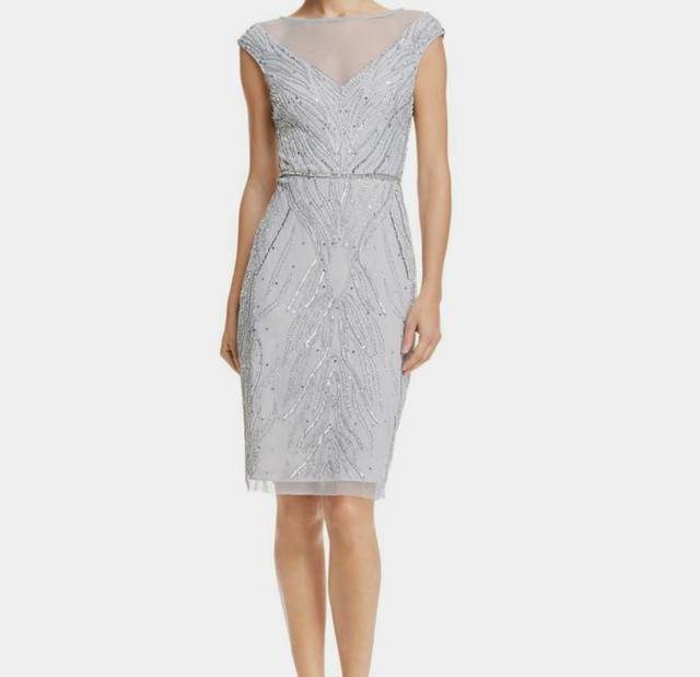 adrianna papell embellished illusion sheath dress