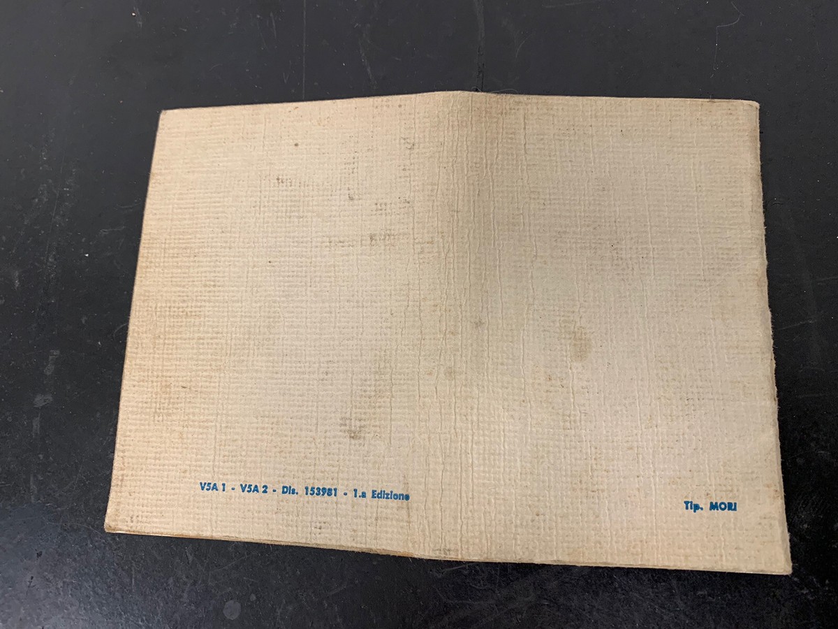 Bio Libretto Vespa V5a1t Libretto VESPA Uso Manutenzione ORIGINALE