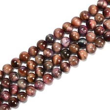 Galaxy Multi Purple Tiger Eye Smooth Round Beads Size 6mm 8mm 10mm 15.5'' Strand