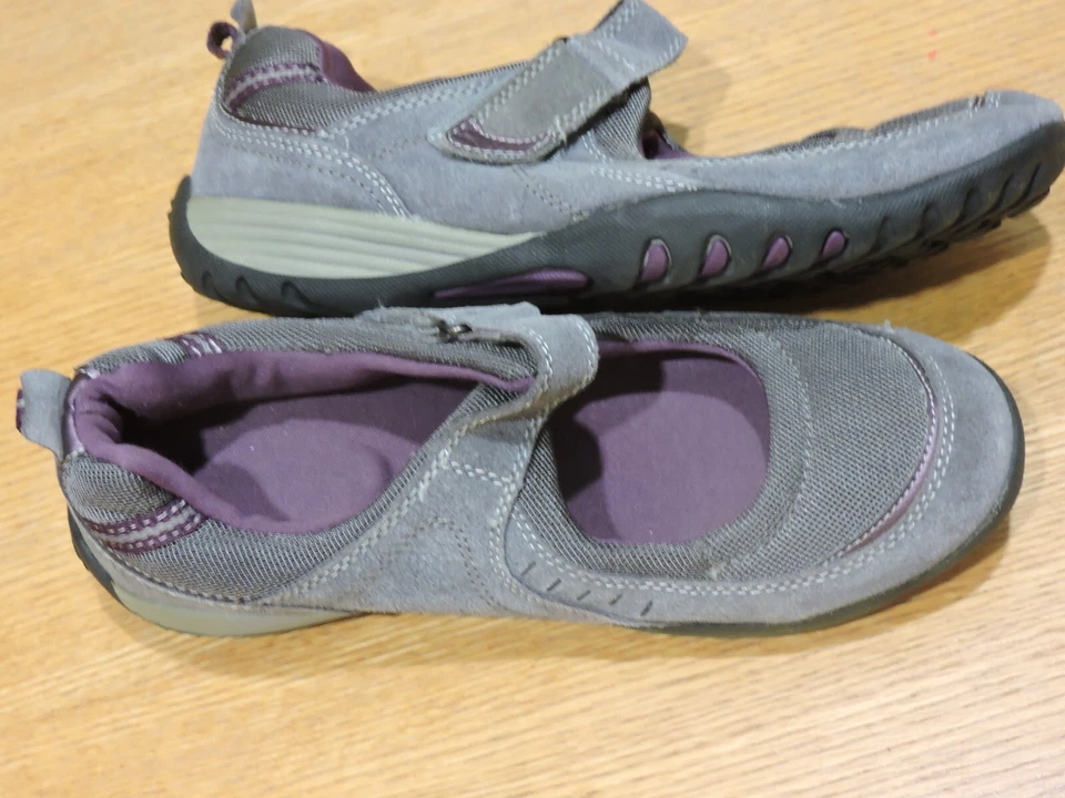 CROFT & BARROW BRAND MARY JANES SZ 7.5M HOOK & LOOP STRAP FLATS MESH/LEATHER - Image 3 of 4