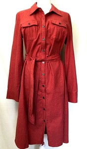 red linen shirt dress