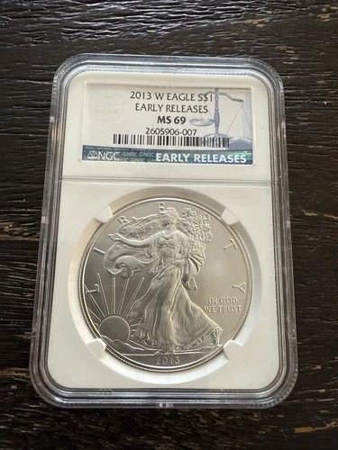 2013 W American Silver Eagle NGC MS69 Early Releases 1 Oz .999 Fine Silver