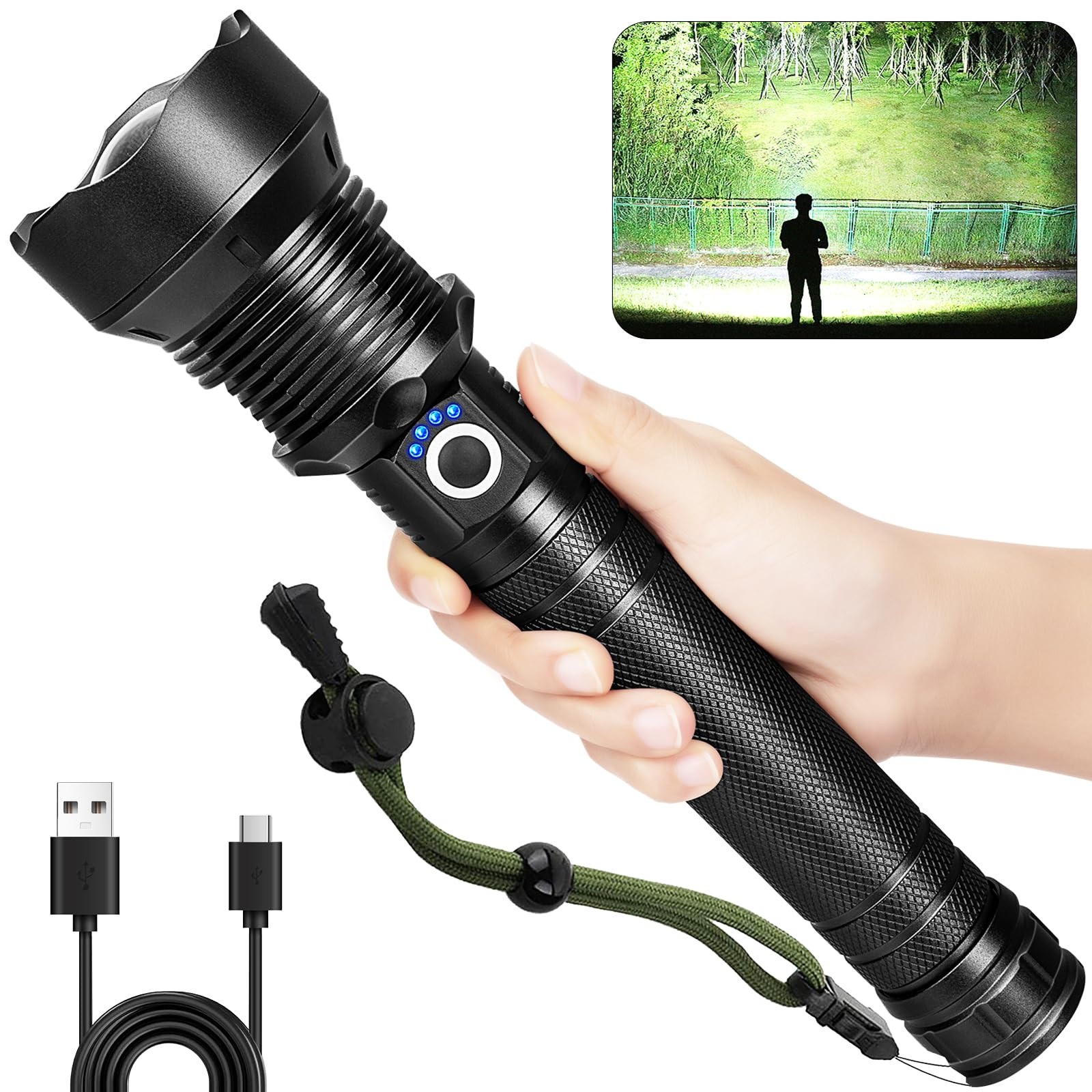 Cinlinso Flashlights High Lumens Rechargeable, 990,000 Lumens Super Bright Le...