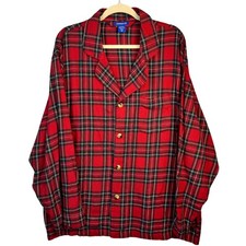 Pendleton Plaid Pajama Shirt Top XL Red Green Black Cotton Long Sleeve