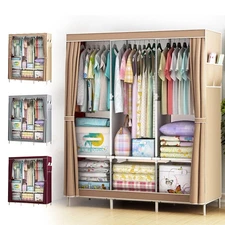Portable Closet Organizer Wardrobe Clothes Rack Storage Shelf Water-Proof Fabric