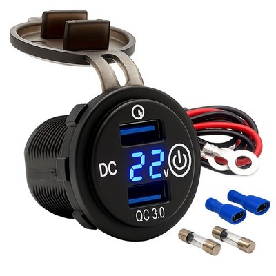 USB-Doppelsteckdose 12V/24V 2x 18W Kfz-Ladeadapter Spannungsanzeige Offgridtec