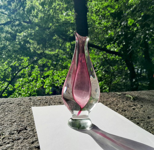 Mid Century Murano Vase - Sommerso - Flavio Poli - Venetian Pink Art Glass