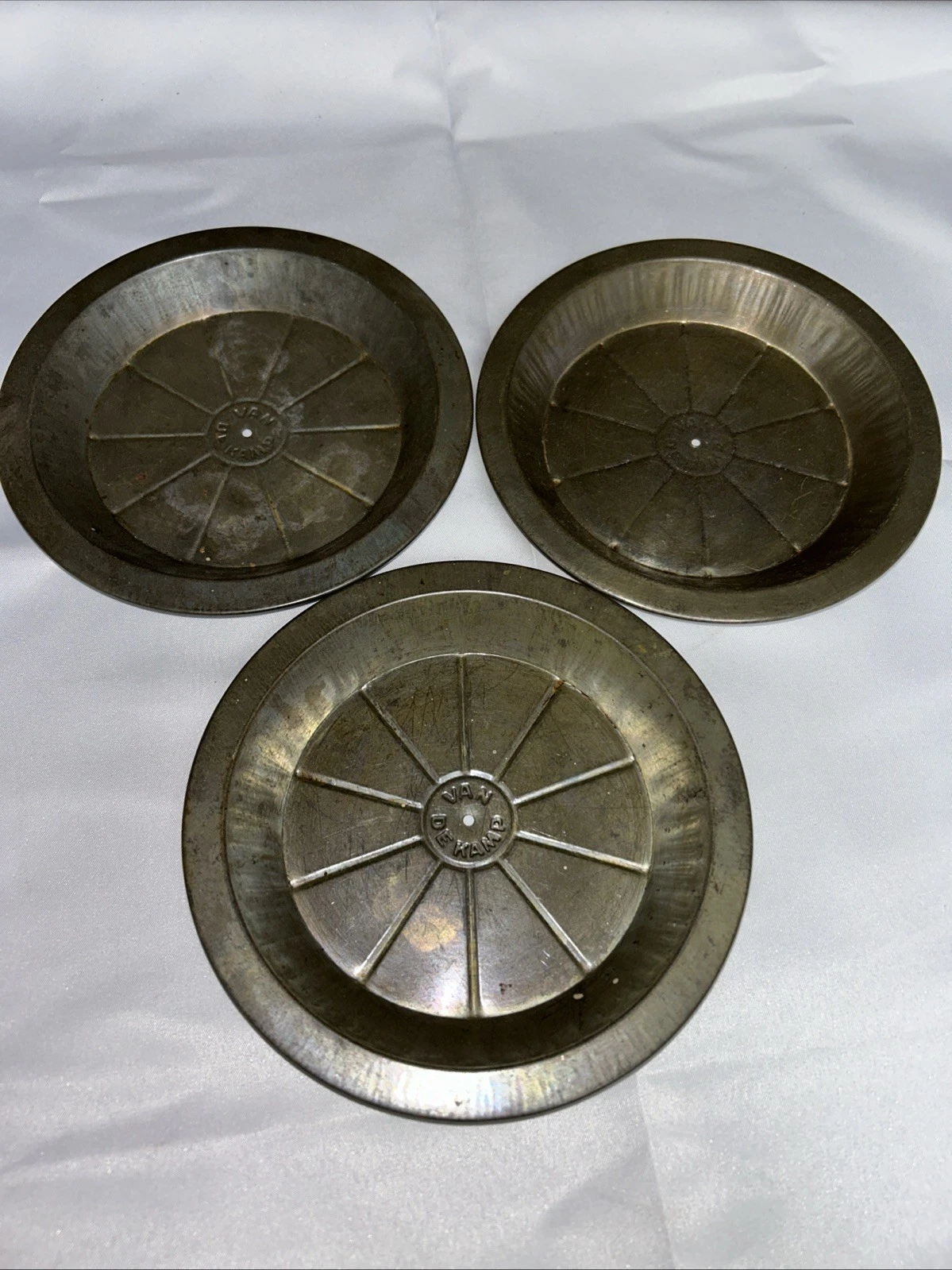 Vintage 1900s Van De Kamp Metal Pie Pan Lot Of 3 Great Condition! Pie Tin