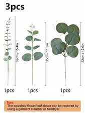 3pcs Green Artificial Eucalyptus Stems For Wedding Home Floral Decor