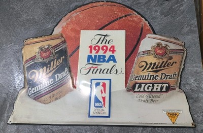 Nba Finals Miller beer embossed  bar sign 23x19 rare 1994 metal nba vintage htf