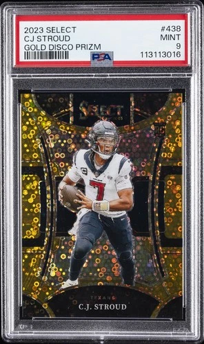 2023 PANINI SELECT GOLD DISCO PRIZM #438 CJ STROUD ROOKIE RC 8/10 PSA 9