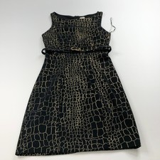 Cache Sheath 4 Women's Mini Belted Dress Metallic Printed Black PLS READ