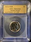 1937 Indian Head Buffalo Nickel Gold-Plated Coin