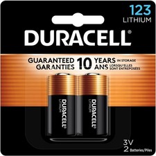 Duracell CR123A 3V Lithium Battery, 2 Count Pack, 123 3 Volt High Power...
