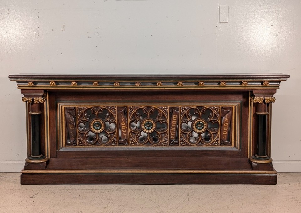 Antique Gothic Gilded Oak Wood Communion Altar Rail Railing Divider | eBay