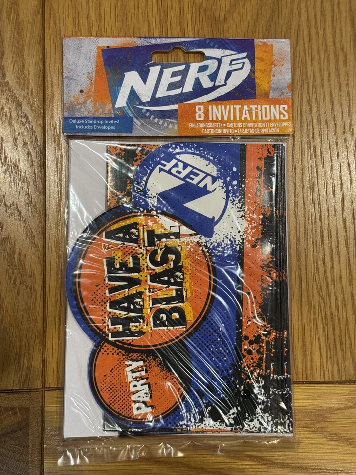 Nerf Birthday Invitation. Pack of 8. Envelopes included. - Image 2 of 4