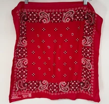 VTG Made in USA By Paris Accessories 20'"x20" Red Paisley 100% Cotton Bandana