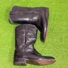 Vintage Justin Black Roper Boots Womens Size 6 Western Cowgirl Equestrian